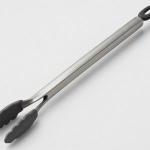 Long Handle Barbecue Tongs for Outdoor Grilling with Extra Grip Silicone Tips and Heavy Duty Stainless Steel Gray