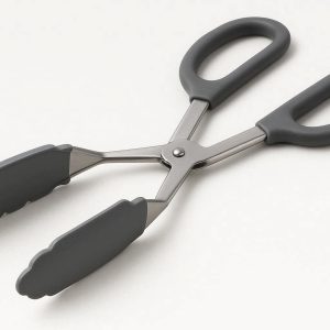 Heavy Duty Scissor Tongs for Grilling and Catering with Wide Silicone Grips and Stainless Steel Handles Gray