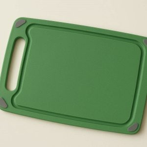 Small Plastic Cutting Board with Juice Groove and Non Slip Feet for Kitchen Fruit and Vegetable Prep Green