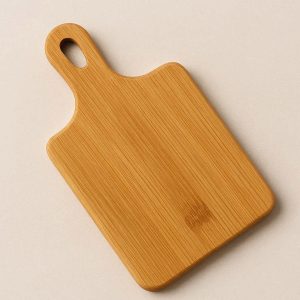 Natural Bamboo Mini Cutting Board for Small Kitchen Spaces and Cheese Serving with Easy Grip Handle Wood