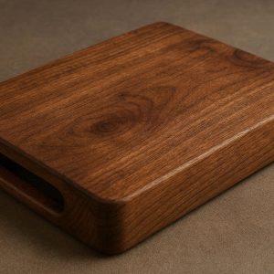 Thick Small Wooden Cutting Board with Side Handles for Professional Kitchen Fruit and Herb Prep Brown