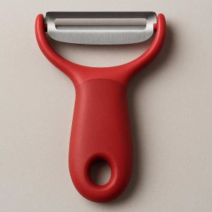 Y Shaped Kitchen Vegetable Peeler with Wide Stainless Steel Blade and Soft Silicone Grip for Potato Red