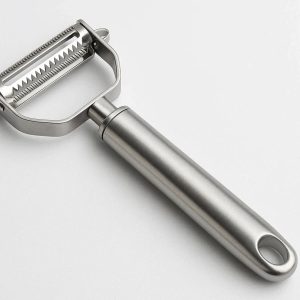 Stainless Steel Julienne Peeler with Dual Blades for Healthy Vegetable Pasta and Professional Salad Decoration Silver