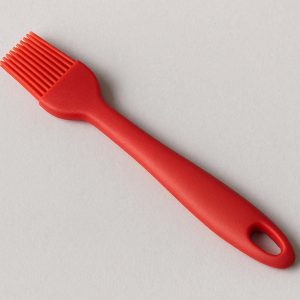 Small Silicone Egg Wash Brush for Detailed Baking and Pastry Decorating with Non Slip Plastic Handle Red