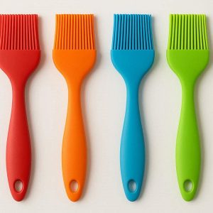 Set of 4 Colorful Silicone Pastry Brushes for Family Baking and Color Coded Kitchen Task Management Multi