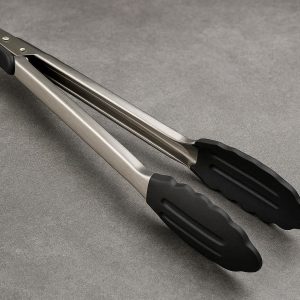 Heavy Duty Stainless Steel Kitchen Tongs with Non Slip Silicone Tips and Locking Clip for High Heat Grilling